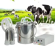 5L Electric Pulsating Vacuum Cow Milking Machine, with Vacuum Pump, Simulated Manual Milking, Automatic Stop When Full, Adjustable Suction Power, for Cows and Goats,Cattle