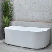 1500-1700*750*580mm Poseidon Brighton Groove Gloss White/Matt White Oval Acrylic Fluted Back To Wall Bathtub