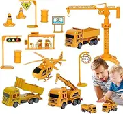 Wscwl Construction Toys Vehicle Toy Set - Die-Cast Construction Truck Pull Back Construction Toy - Transport Truck Toy Excavator Crane Vehicle Playset for Boys