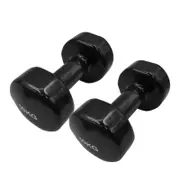 2 Pack of 10kg Vinyl Cast Iron Dumbbell Hand Weight - Black - Total 20kg