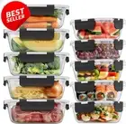 Glass Food Storage Containers 10 Pack Leakproof Microwave Safe BPA-Free Meal Pre