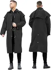 [RESISTANCE] Unisex Western Oilskin Waterproof Duster Coat, Workwear Black