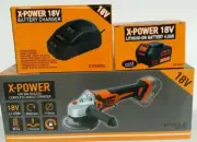 X-POWER 18v Brushless Angle Grinder 115mm + 4.0ah Lithium-ion Battery + Charger