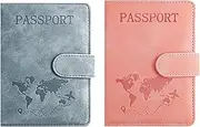 [VILITI] 2Pcs Travel Document Holder,Men Passport Wallet Cover Leather Portable Wallets Holder,Personalised Alphabetical British Covers Passport Binder,for Storage Passports Boarding Card Essential Organiser