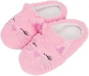 [Secret Slippers] Fuzzy Cat Slippers for Girls, Funny Animal House Shoes with Soft Memory Foam, Comfy Plush Warm Slip-on Slippers