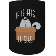 Alcohol Animal Stubby Holder - If It Fits It Sits Cat - Funny Novelty Birthday Gift Joke Beer Can Bottle