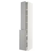 METOD / MAXIMERA hc w p-o func 3drw/1dr/2shlv, white/Bodbyn grey, 40x60x240 cm