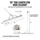 36 Inch Aluminum Landscape Rake with 75 Inch Adjustable Handle Gardening Tool