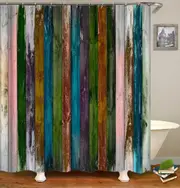 Multi Colored Worn Wooden Deck Shower Curtain