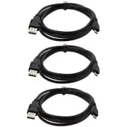 PACK of 3 USB 2.0 Cable A to Micro M/M - 6 FT For PC, Apple, or Mac. Android