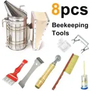 8 Pcs Beekeeping Tools Set Bee Hive Smoker Kit Cultivating Box Water Feeder