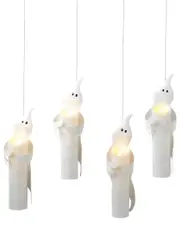 Everlasting Glow Set of 4 Battery Operated Candles Wrapped By White Metal Ghosts Appear To Be Hanging Mid-Air