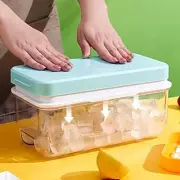 Ice Cube Tray with Lid and Bin, Silicone Plastic Ice Cube Trays for Freez