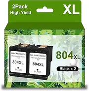 804XL Black Ink Cartridges Remanufactured Ink Cartridge Replacement for HP Ink 804 804XL for Envy Photo 6200, 6222, 6255, 7100, 7120, 7134, 7155, 7158, 7200e, 7220, 7221,Tango, Tango X (2 Black)