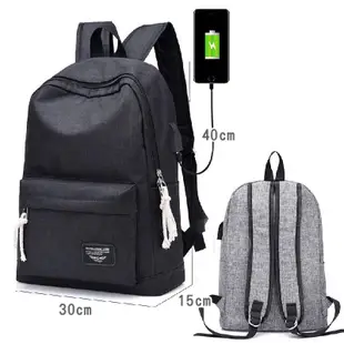 【BA502】升級版USB外接孔筆電後背包 耐重學生書包 休閒背包 雙肩包 防潑水多隔層商務旅行包 帆布LBD