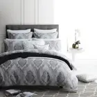 Marcella Silver Queen bed Quilt Cover Set by Logan & Mason