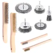 9Pcs Wire Brush Set Includes Brass/Stainless Steel/Carbon Steel Bristles with...