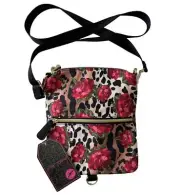 Betsy Johnson Leopard & Roses Handbag Crossbody. NEW