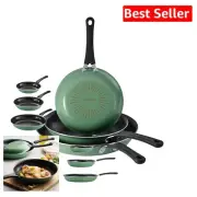 3-Pk Sage Porcelain Enamel Nonstick Fry Pans - Stylish and Versatile Cooking Set