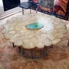 Natural White Agate Stone Kitchen Slab Dining Table Gemstone Furniture Decors