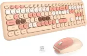 MOFii Wireless Computer Keyboard and Mouse Set, Colorful Full Milk Tea mixed