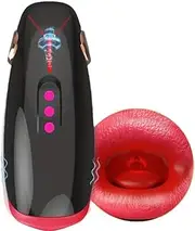 Male Masturbator Penis Training Vibrator, Blowjob Male Sex Toys with 7 Vibrating Modes Male Masturbators, Mouth-Shaped Male Stroker Glans Trainer Sex Machine for Adult Toys