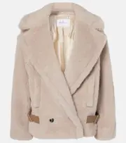 [Max Mara] Max Mara Radice alpaca, wool, and silk teddy jacket UK 16 beige
