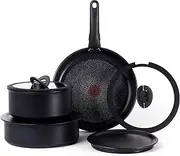 T-FAL Ingenio Nonstick Cookware Set 8 Piece Induction Stackable, Detachable Handle, Removable Handle, RV Cookware, Cookware, Pots and Pans, Oven, Broil, Dishwasher Safe, Black