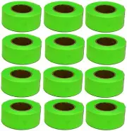 Hanson 17001 150 ft Glo Lime Green Flagging Tape Marking Ribbon - 12 Rolls