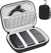Lacdo Hard Drive Carrying Case for Toshiba Canvio Basics/Canvio Flex/Canvio Advance/Canvio Gaming Portable External Hard Drive 1TB 2TB 3TB 4TB 2.5 inch HDD Shockproof Travel Bag, Black+Gray