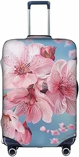[Pvinnk] Japanese Cherry Flowers Print Protective Luggage Cover Elastic Washable Suitcase Protector Travel Gear Protector, White, Large