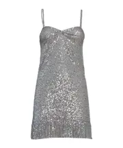 Ermanno Scervino Sequin Embellished Fringed Dress IT44,IT42 Gray