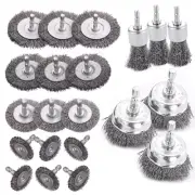 Wire Brush for Drill Set 21 Pcs, Abrasive Wire Wheel for Drill 1/4 Inch Hex Shan