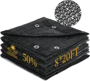 Garden 50% Shade Cloth, 8 X 20 FT Sun Shade Mesh Tarp with Reinforced Grommets