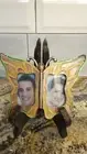 New Hinged Butterfly 2 Photo Frame Yellow Green Gold Stone W/ Red Eyes Enamel