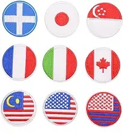 CORHAD 18pcs Adorable Round Flag Patches Fashionable Embroidery Applique for Jeans Bags and Craft Projects Decorative Flag Cloth Stickers