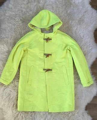 J Crew Collection Basket-Weave Toggle Coat Neon Yellow A1403 Sz 0 $595