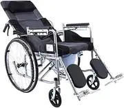 Lightweight Folding Wheelchair,6-position adjustable reclining,comfortable folding backrest arm and lifting leg, dual hand brake high carbon steel
