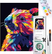 COLORDEMY 2-in-1 Paint by Numbers Kit - Rolled Canvases (20x25cm & 20x20cm), 16 Colours, Brushes & Paints Included - Fun for Adults & Kids, Perfect for Parties or Group Painting (Wombat Design)