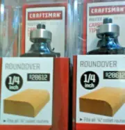 2 Pack 928612 Craftsman Router Bits 1/4" Roundover