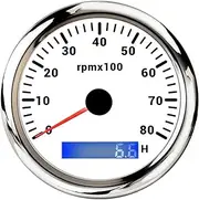 PMGMZPGPMA AD 85MM Tachometer with LCD Hour Meter for Marine Boat Car RPM Gauge 0-3000 4000 8000 RPM Meter Tach Sensor 7Colors Backlight Automobile Tachometer(WS 8000RPM)
