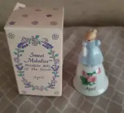 Sweet Melodies Tiny "RUSS" Porcelain BELL "April" With Irises In Original Box