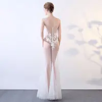 在飛比找蝦皮購物優惠-c 性感透視裝禮服晚禮服夜店女裝網紗蕾絲透明表演服