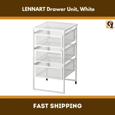 Ikea LENNART Drawer Unit Shelves With Caster-Chest of Drawers With Shelves White