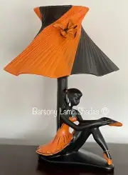 PLASTIC RIBBON ORANGE & BLACK LARGE LAMPSHADE for BARSONY LADY LAMP