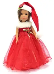 Christmas Dress & Hat for 14 1/2 inch Wellie Wishers Doll Clothes Girl