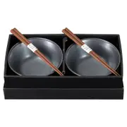 Omotenashi Tetsu Kesho Set of 2 Donburi Bowls & Chopsticks