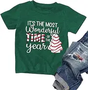 [LAZYCHILD] Christmas Shirts Toddler Boys Girls Xmas Buffalo Plaid Trees T-Shirt Christmas Graphic Tees Holiday Tops