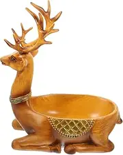 Box Deer Storage Box Resin Candy Tray Jewelry Storage Tray Cute Deer Figurine Trinket Storage Tray Deer Statue Key Holder Necklace Display Dish Key Tray Ring Disk Natural Resin/713