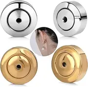 [JIACHARMED] Earring Backs,4PCS Dics Earring Backs for Studs, Droopy Ears, Heavy Earrings, Secure Pierced Locking Earring Lifters Replacements in White Gold and 18K Gold, Large Heavy Earring Support Backs